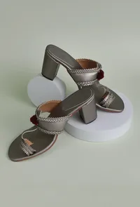 Silver Cruelty-Free Leather Heeled Sandals image 1