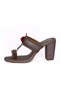 Silver Cruelty-Free Leather Heeled Sandals image 4