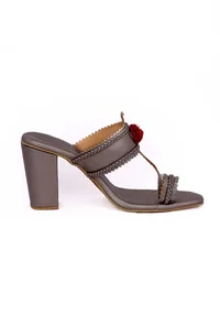 Silver Cruelty-Free Leather Heeled Sandals image 5