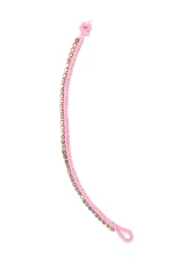 Set Of 2: Cetana Pink Thread & Antique Plated Brass Beaded Anklets image 3