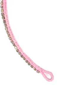 Set Of 2: Cetana Pink Thread & Antique Plated Brass Beaded Anklets image 4