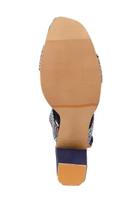 Blue Cotton Ajrakh Strappy Block Heels image 4