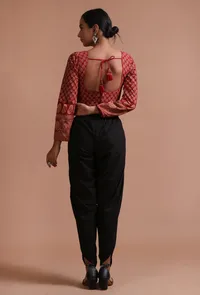 Maroon Cotton Ajrakh Printed Full Sleeve Blouse image 4