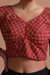Maroon Cotton Ajrakh Printed Full Sleeve Blouse image 5