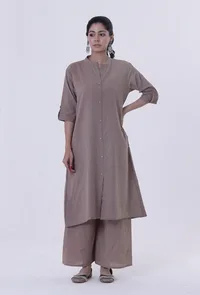 Dusty Grey Cotton Kurti image 1