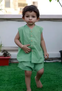Set Of 2: Noddy Green Cotton Shirt And Green Short image 1