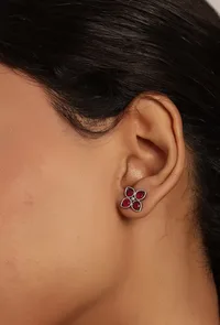 Enchanted Floral Glass Stone Hasli and Earrings Set image 2