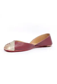Caramel Red Embroidered Cruelty-Free Leather Juttis image 4