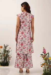 Set Of 2: Nadia Floral Chintz Slit Tunic With Bell Bottom Pants image 3