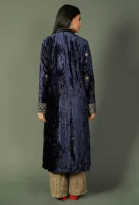 Blue Chenille Zari Embroidered Phiran image 5