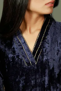 Blue Chenille Zari Embroidered Phiran image 6