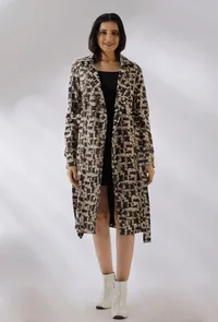 Buff Brown Canvas Cotton Long Trench Coat image 1