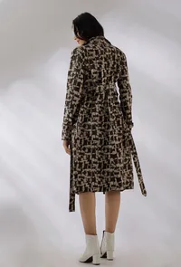 Buff Brown Canvas Cotton Long Trench Coat image 5