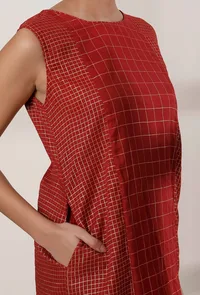 Maroon Zari Woven Chanderi Straight Kurta image 5