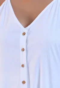 Women White Cotton V-Neck Regular Fit Dresses image 5