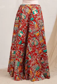 Red Kalamkari Cotton Skirt image 4