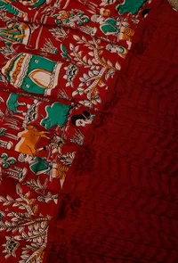 Red Kalamkari Cotton Skirt image 6