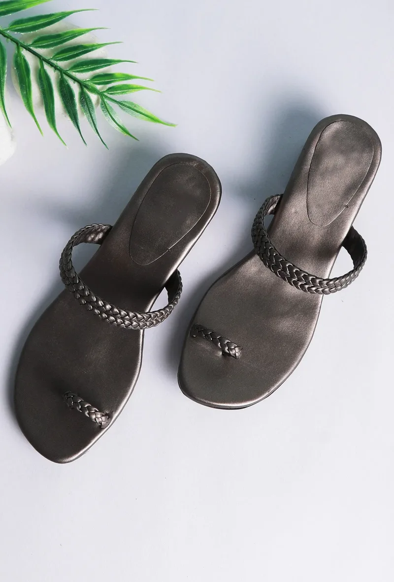 Grey Knotted Cruelty Free Leather Sandals