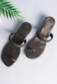 Grey Knotted Cruelty Free Leather Sandals image 1