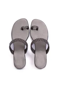 Grey Knotted Cruelty Free Leather Sandals image 2