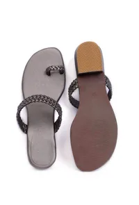 Grey Knotted Cruelty Free Leather Sandals image 3
