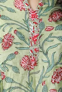 Hand Printed Green Cotton Dress image 5