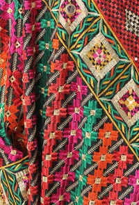 Deep red  allover embriodred phoolkari dupatta image 4