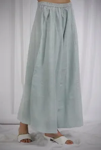 Green Woven Cotton Striped Flared Pants image 2