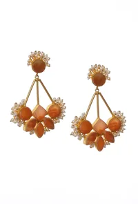 Coral Stone Pearl Earrings image 2