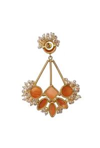 Coral Stone Pearl Earrings image 4