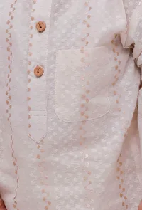 Set of 2 - Gold Zig-Zag Malmal Kurta Pyjama image 4