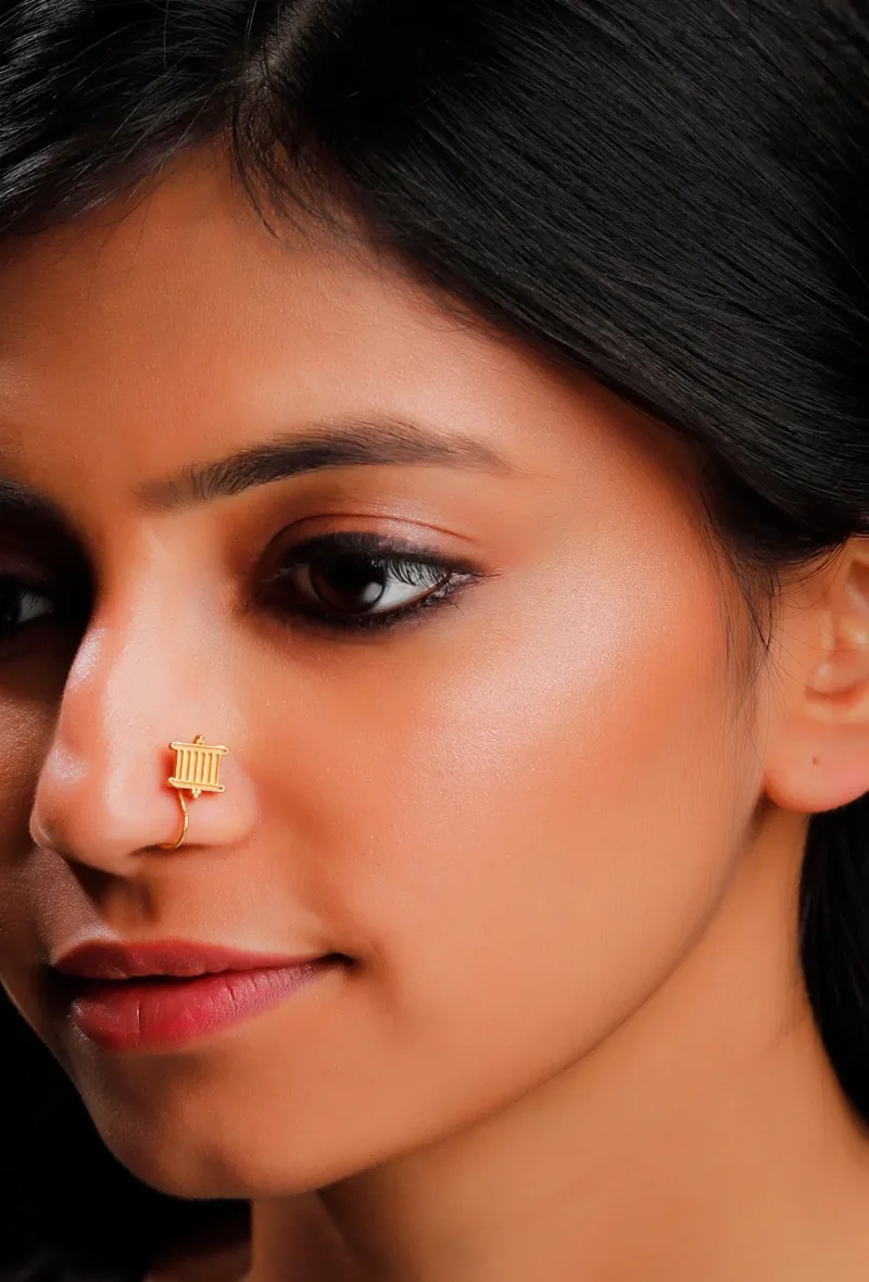 Ancient Motif Gold Brass Nosepin