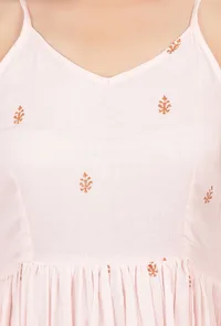 Parisha Light Pink Floral Hand Block Printed Mulmul Dress image 5