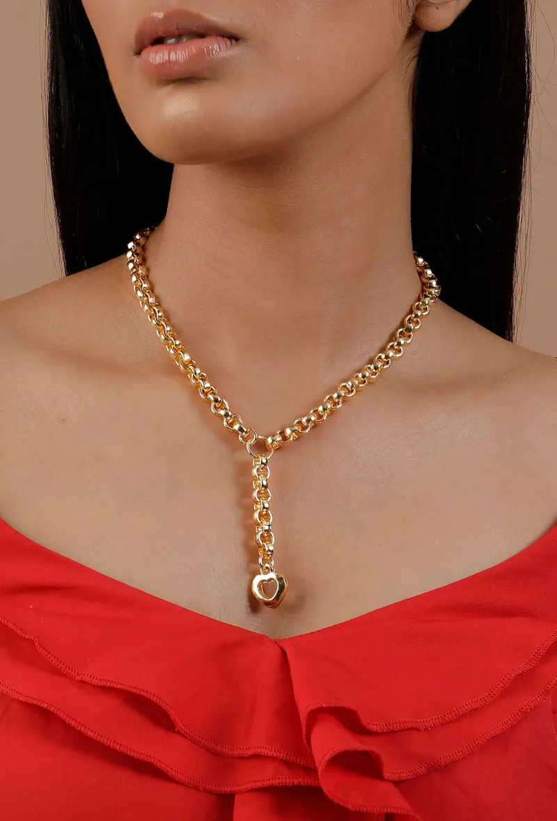 Twisted Gold Chain Brass Necklace