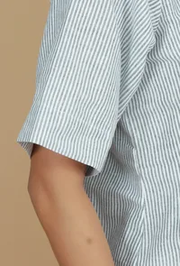Grey Striped Woven Cotton Shirt Dress image 6