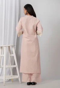 Rose Pink Cotton Khadi Kurta image 4
