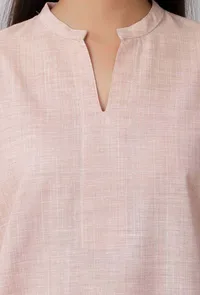 Rose Pink Cotton Khadi Kurta image 5