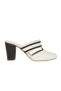 White Kali Braided Block Heels image 4