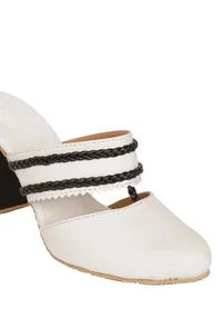White Kali Braided Block Heels image 6