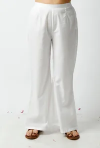 Set of 2: The Captivating White Kota Kurta Matched with White Cotton Pants image 2