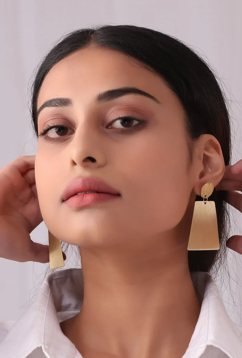 Plan Squared Brass Earrings