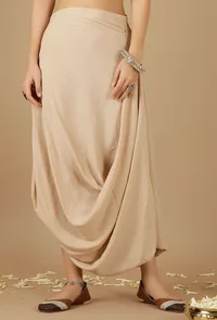 Beige Plain Drape Skirt image 1