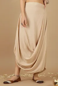Beige Plain Drape Skirt image 2