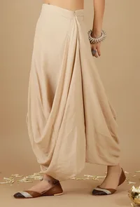 Beige Plain Drape Skirt image 3