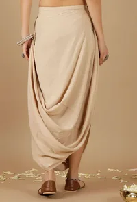 Beige Plain Drape Skirt image 5