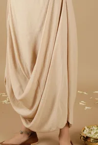 Beige Plain Drape Skirt image 6