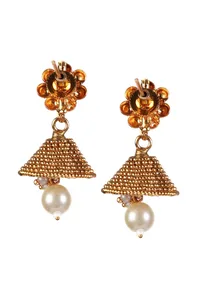 Nayantara Temple Heritage Kemp Necklace Set with Pearls image 6