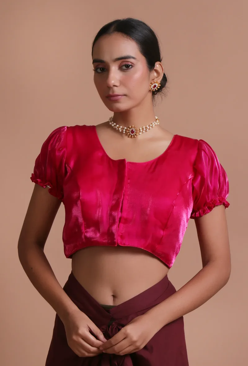 Pink Color Brocade Plain Blouse
