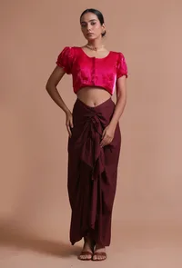 Pink Color Brocade Plain Blouse image 2