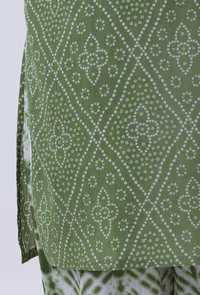 Green & White Color Cotton Block Printed Kurta image 6